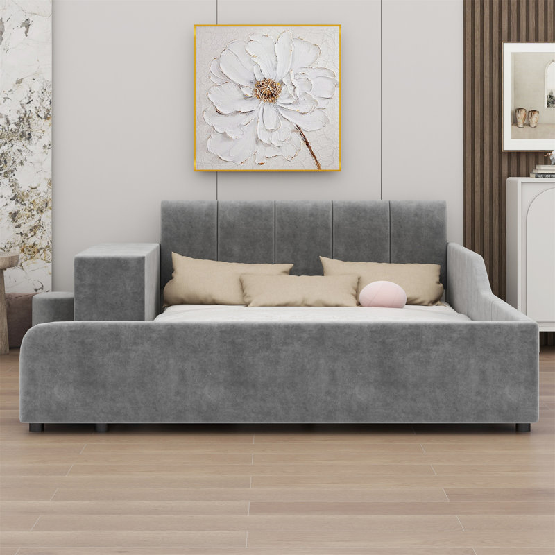 Lit-bateau avec rangement Alberry, Gris