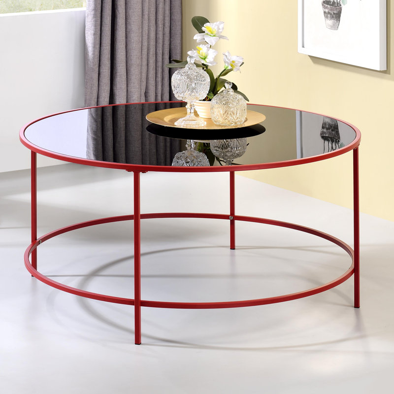 Silverlock Glass Top Single Coffee Table, Red