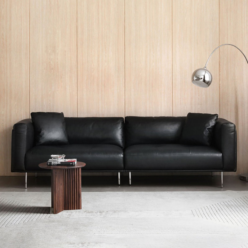 Coussin modulaire en cuir véritable, H 30,31 po x l 110,24 po x P 35,83 po, 4, Noir, noir, noir, noir