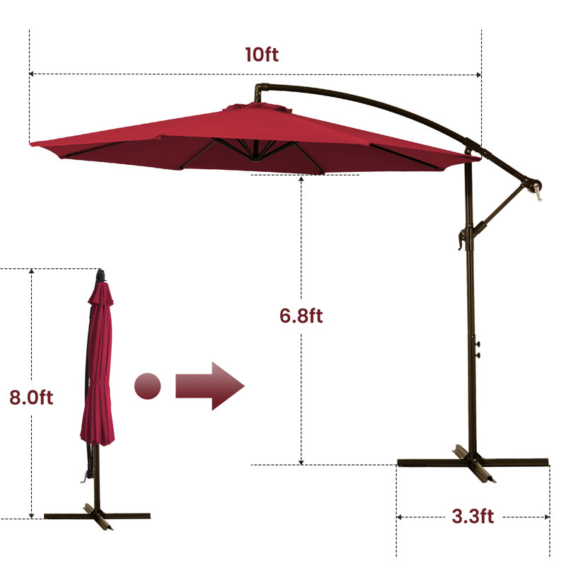 Parasol de patio 10 pi, Rouge