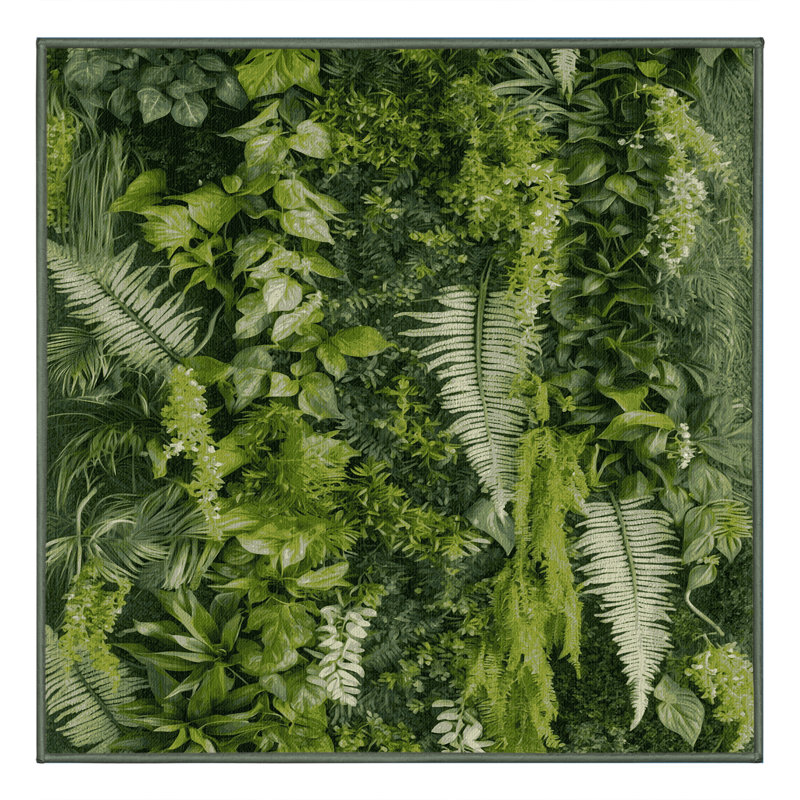 Machine Washable Nature Green Area Rug, Square 7'