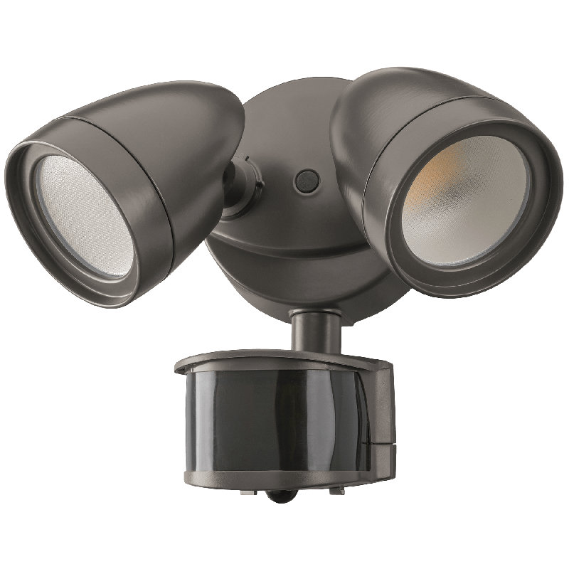 1 - Head LED Hardwired Dusk to Dawn Outdoor Security Flood Light with Motion Sensor, Bronze