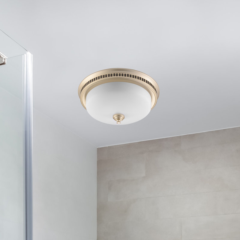 Ventilateur de salle de bain décoratif décoratif rond à DEL à intensité variable de 1,2 pi³ à DEL, 110 pi³ / min, Or