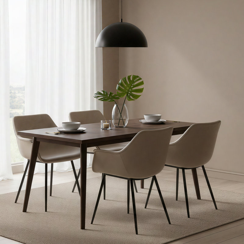 Haglund Leather Dining Chair with Powder-Coated Iron Legs Accent Side Chair Foam Padded Seat Versatile Kitchen Chair for Modern Home and Kitchen