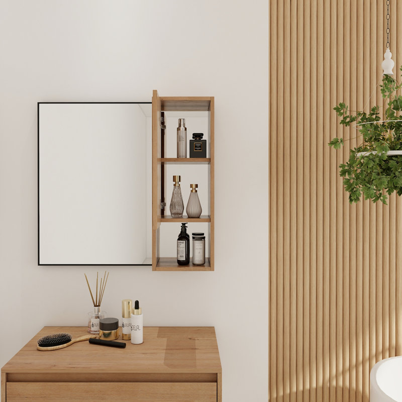 Armoire de rangement murale 10 po, armoire de salle de bain avec porte à fermeture en douceur, contreplaqué (MC250IIMO) (armoire à miroir seulement, sans cadre en aluminium noir)