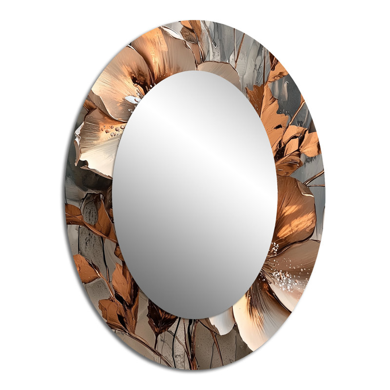 Miroir mural moderne ovale en cuivre métallique et chrome I, 40 po x 30 po