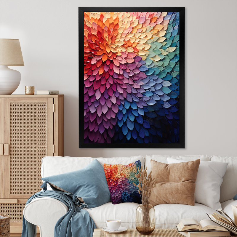 «Lluviana Colorful Forest Harmoney Forest II - Pointillism», reproduction sur toile, Cadre photo noir