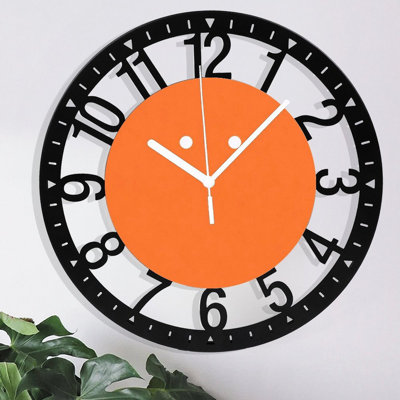 10" Round Iron Wall Clock with Silent Quartz Movement, Arabic Numerals, UV-Printed Design
