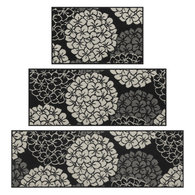 Tapis de couloir Hydrangea, Noir