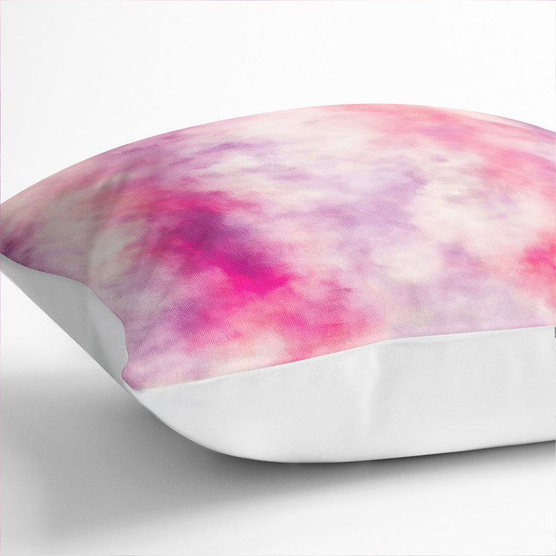 The Pink Clouds Painting Square Throw Cushion, 40cm H x 40cm W x 15cm D, White