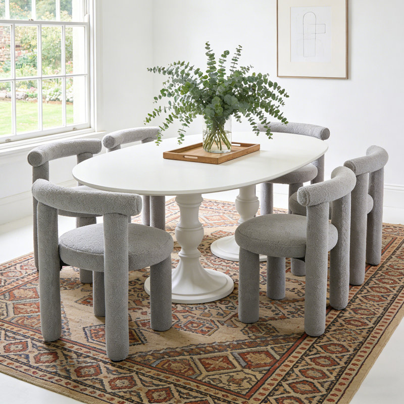 Set of 6 Modern 18.5'' H Upholstered Dining Chair With Solid Wood Legs, Black, 6