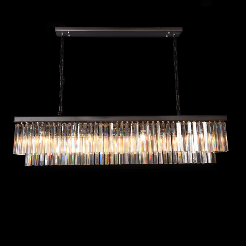 Lustre rectangulaire en cristal 14 lumières, Noir