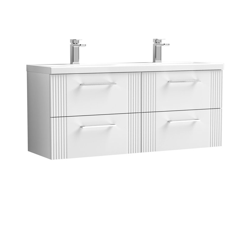 Deco 1205mm Double Bathroom Vanity with Integrated Vitreous China Basin, Satin White