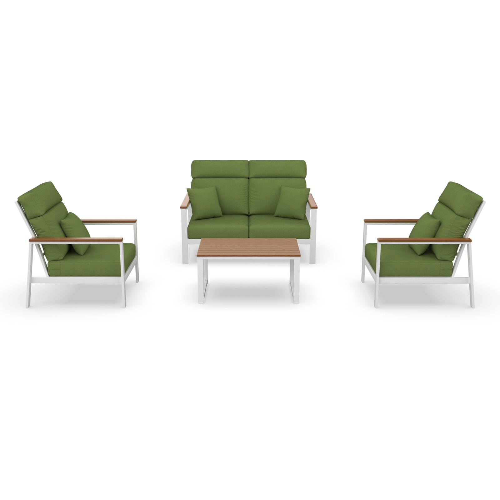 Townsend 4-Person Sunbrella® Patio Seating Group, Spectrum Cilantro, Brown