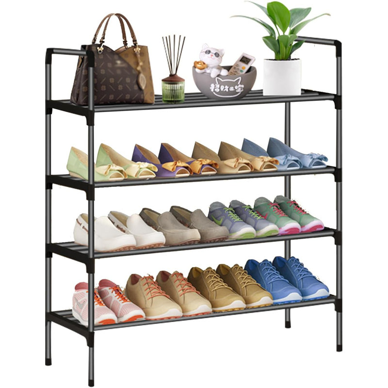 4-Tie Metal Stackable Shoe Rack
