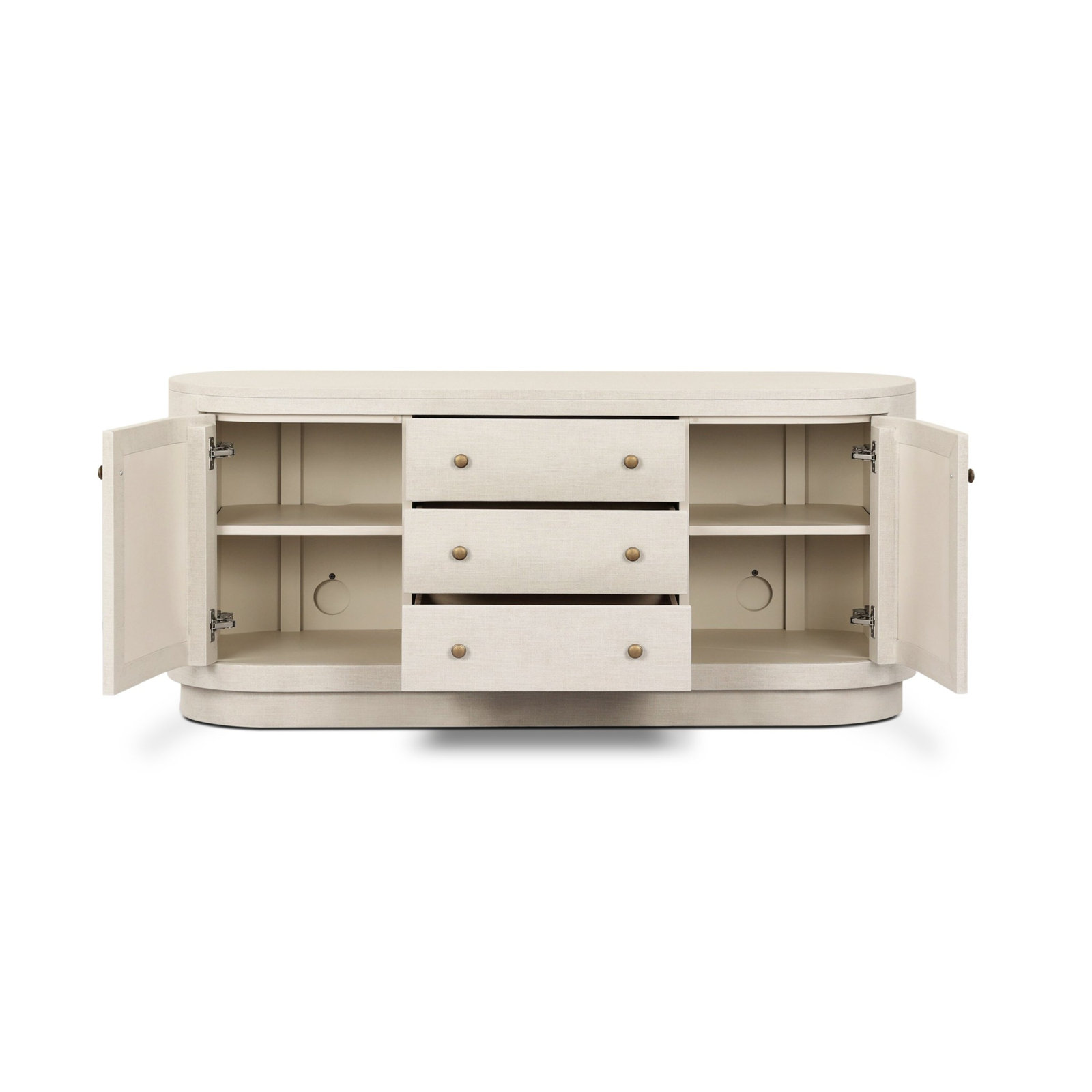 Dysen 60'' Media Console, Ivory Painted Linen