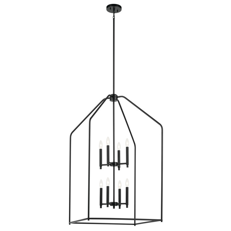 Luminaire suspendu cage 43 lumières 43 po XL, Noir satiné