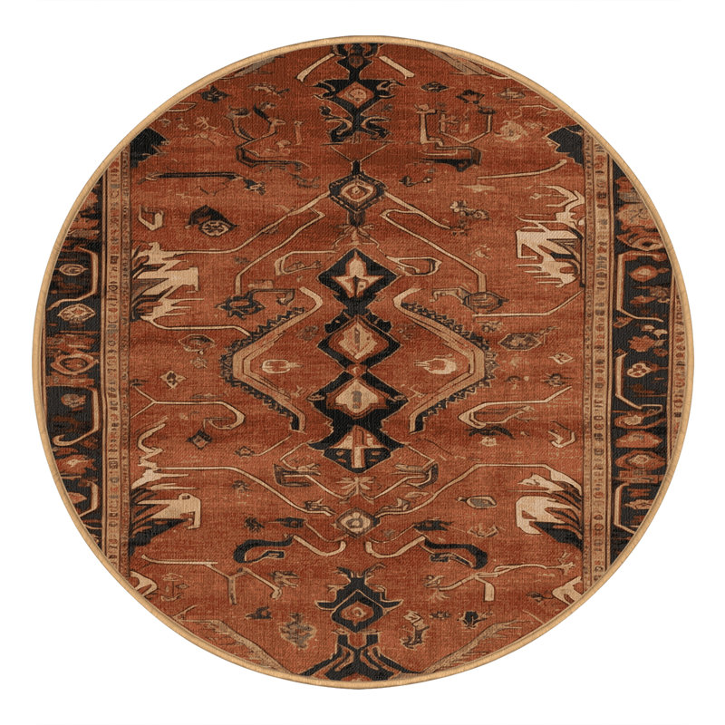 Tapis brun lavable à la machine, Rond 4 pi