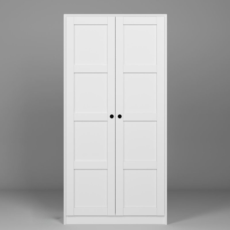 Armoire de style scandinave, blanc, 37,0 x 74,8 x 23,6 pouces | 100% panneau de particules enduit de mélamine, épaisseur: 0,7 pouce | Nombreuses tablettes, fixation murale | Solution de rangement élégante et fonctionnelle pour les maisons modernes