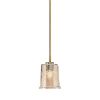 Mini pendentif Nicomedes Stem Hung présenté en finition laiton New Age avec verre opale blanc de 13,3 cm (5,25 po).