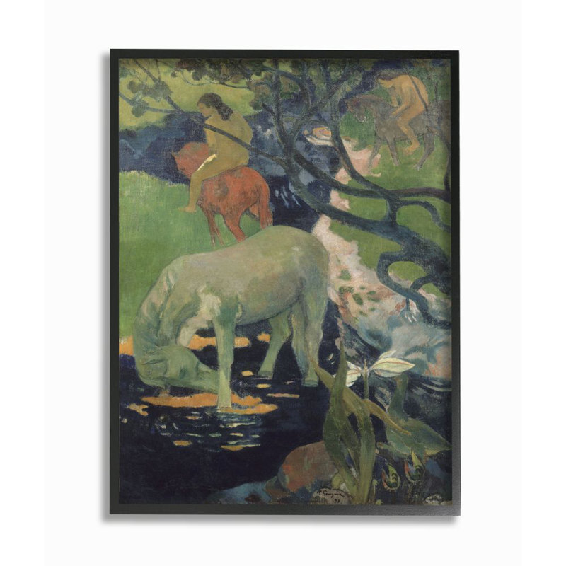 « horse baining native figures classic » par paul gauguin-reproduction d’art, H 20 po x l 16 po x P 1,5 po