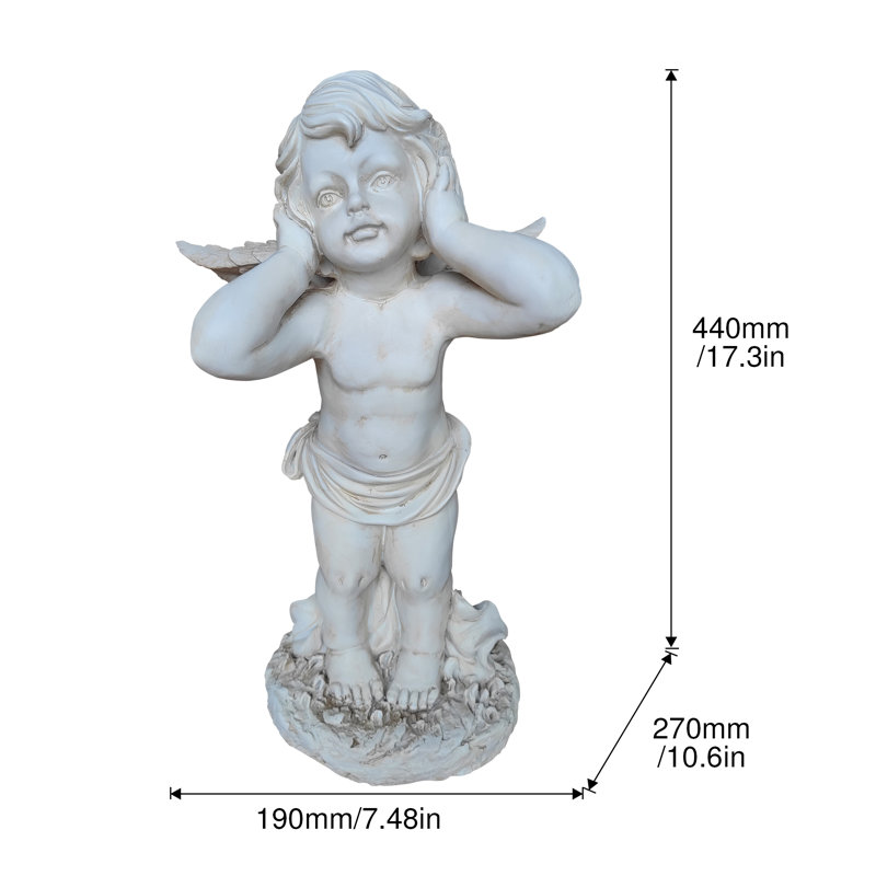 Hear No Evil Winged Statue chouette sculpture de jardin à l'épreuve des intempéries pour la cour extérieure de patio et la tablette intérieure