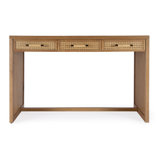 Mesa Cane and Solid Wood 3-Drawer Writing Desk