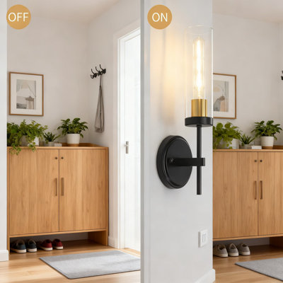 Ensemble de 2 appliques murales modernes câblées avec abat-jour en verre transparent, luminaires de salle de bain à intensité variable pour salle de bain, salon, chambre à coucher et couloir