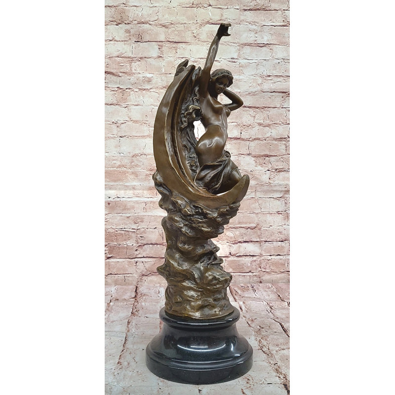 Art nouveau, statue de jeune fille sur la lune, Art nouveau par Milo