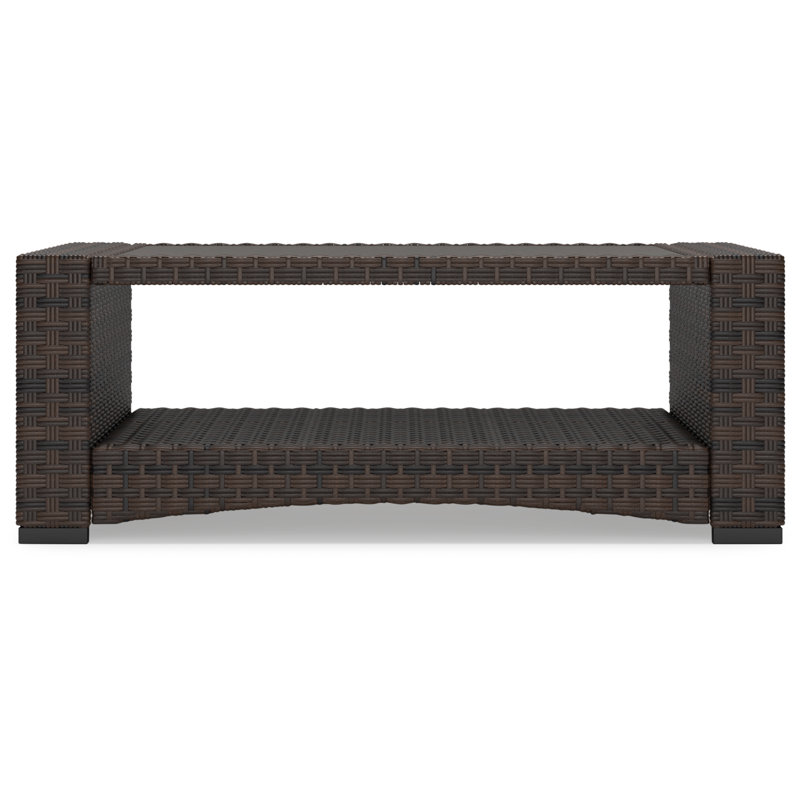 Windglow 44" Brown Pine Wood Rectangular Coffee Table