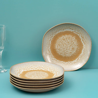 Premium Artistic Porcelain Dinner Plate | Uneven Shape, | Microwave & Dishwasher Safe