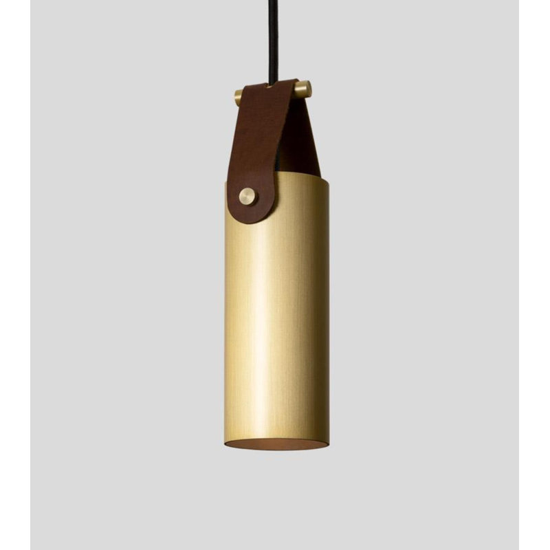 Spero Pendant, Brown, Brushed Brass, No