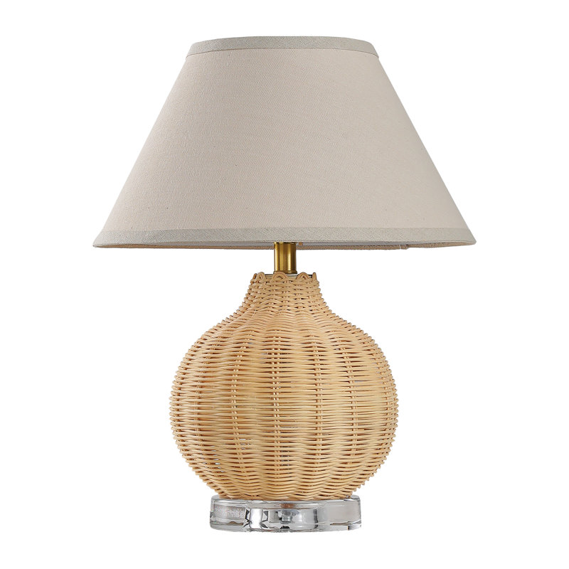Wicker/Rattan Table Lamp with Fabric Shade