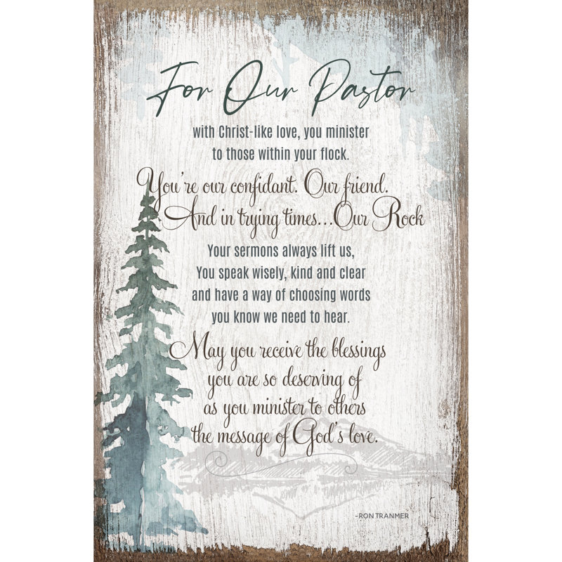 «For Our Pastor», plaque de bois