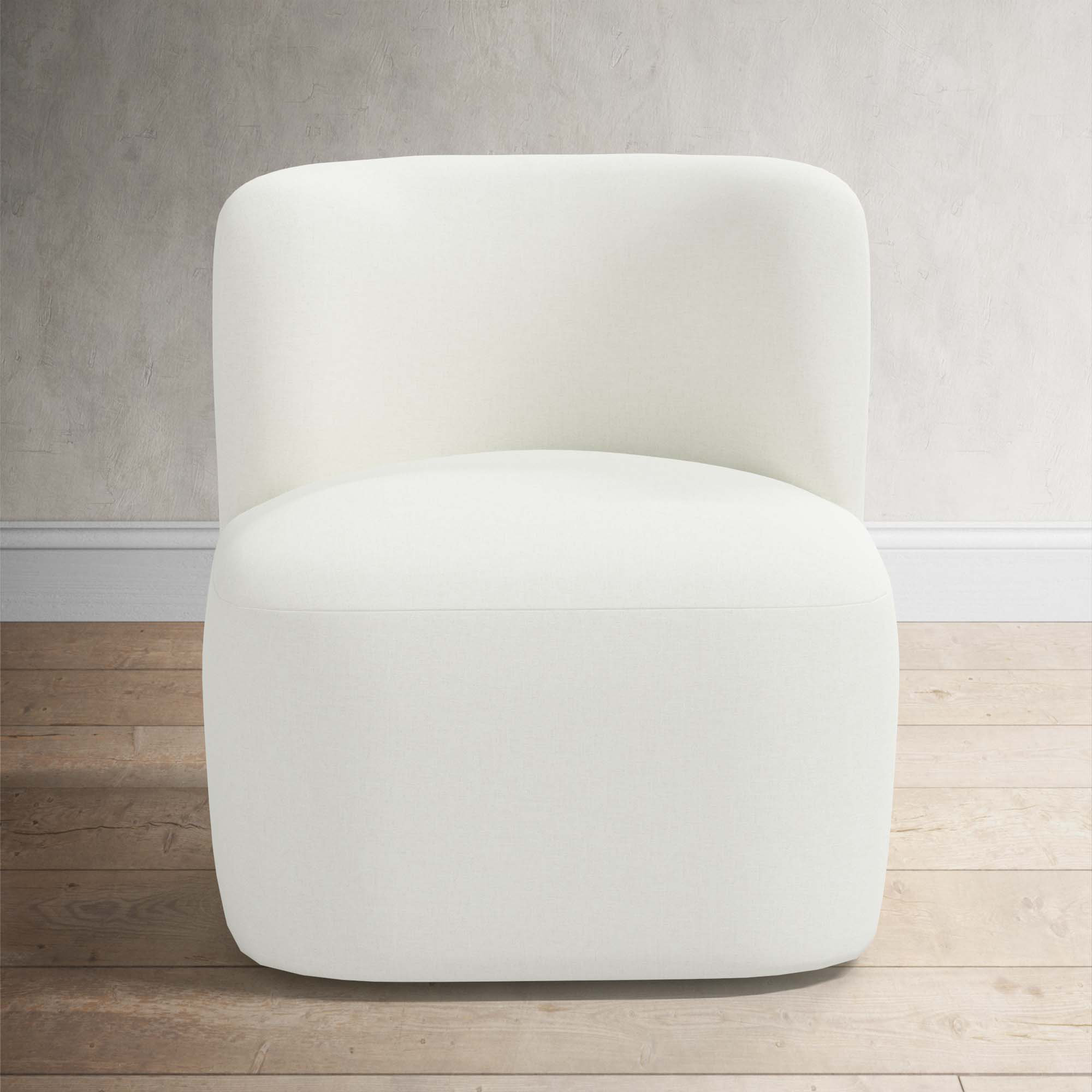 Mariza Upholstered Swivel Accent Chair, Zuma White Textured Linen