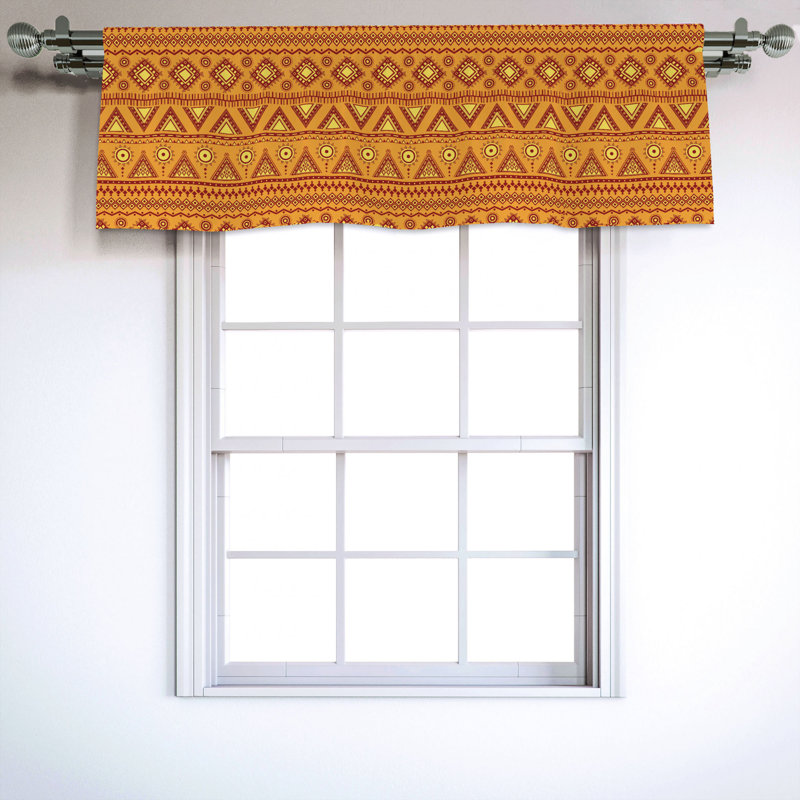 Sateen Geometric Ruffled Window Valance