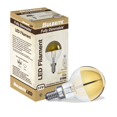 2.5 Watt (25 Watt Equivalent), G16 LED, Dimmable Light Bulb, Warm White (2700K) E12/Candelabra Base -  Bulbrite Industries, 862839