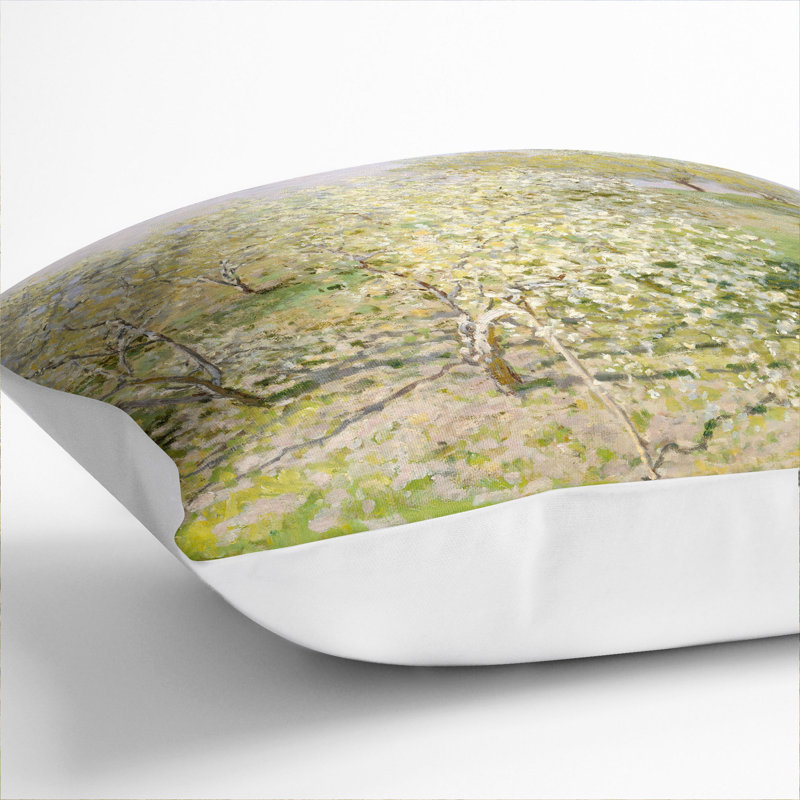 Spring Fruit Trees in Bloom Scatter Cushion, 40cm H x 40cm W x 15cm D, White