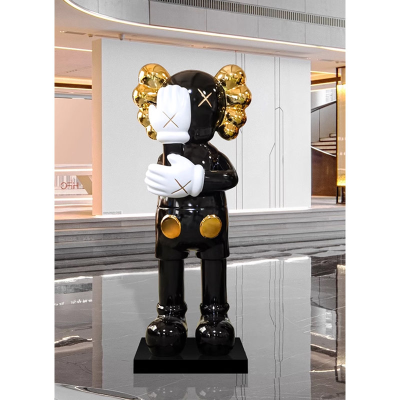Living Room Fiberglass Character Cartoon Doll Ornaments, Black, 29.13" H x 11.02" W x 10.24" D