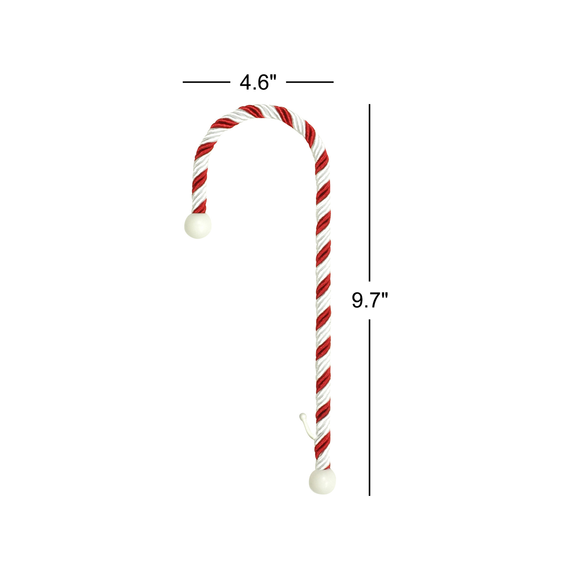Candy Cane Classic Rope Stocking Holder, 9.7" H x 1.5" W x 4.6" D