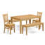 Ensemble de table de salle à manger 5 pièces comprenant une table de cuisine rectangulaire et 2 chaises de salle à manger avec 2 bancs, 36 x 60 pouces, chêne-634834355-621127058-621127059