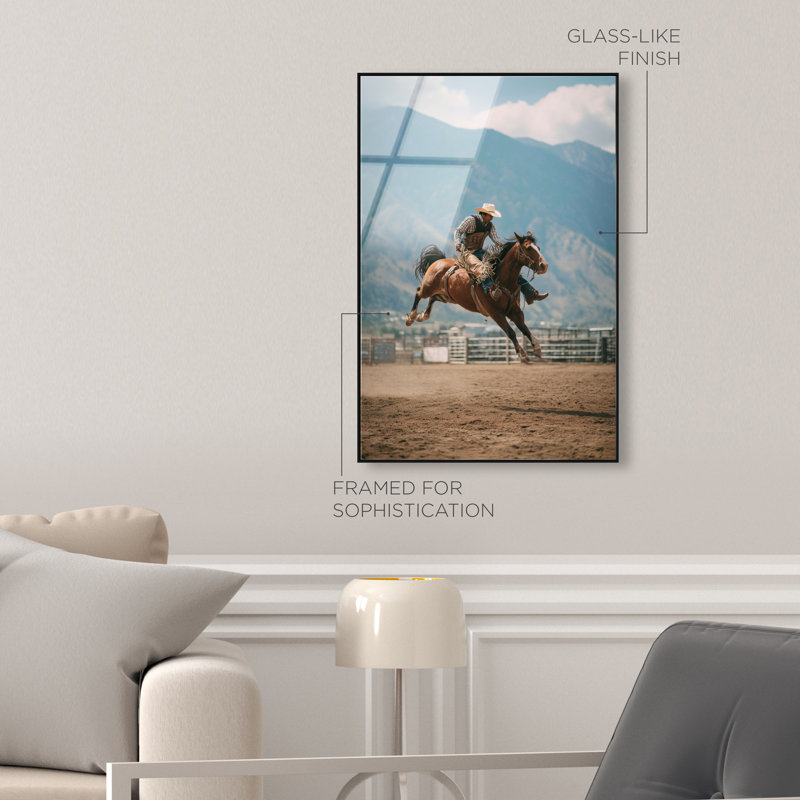 Bronc Rider Print by Oliver Gal, 55" H x 37" W, Black Floater Frame