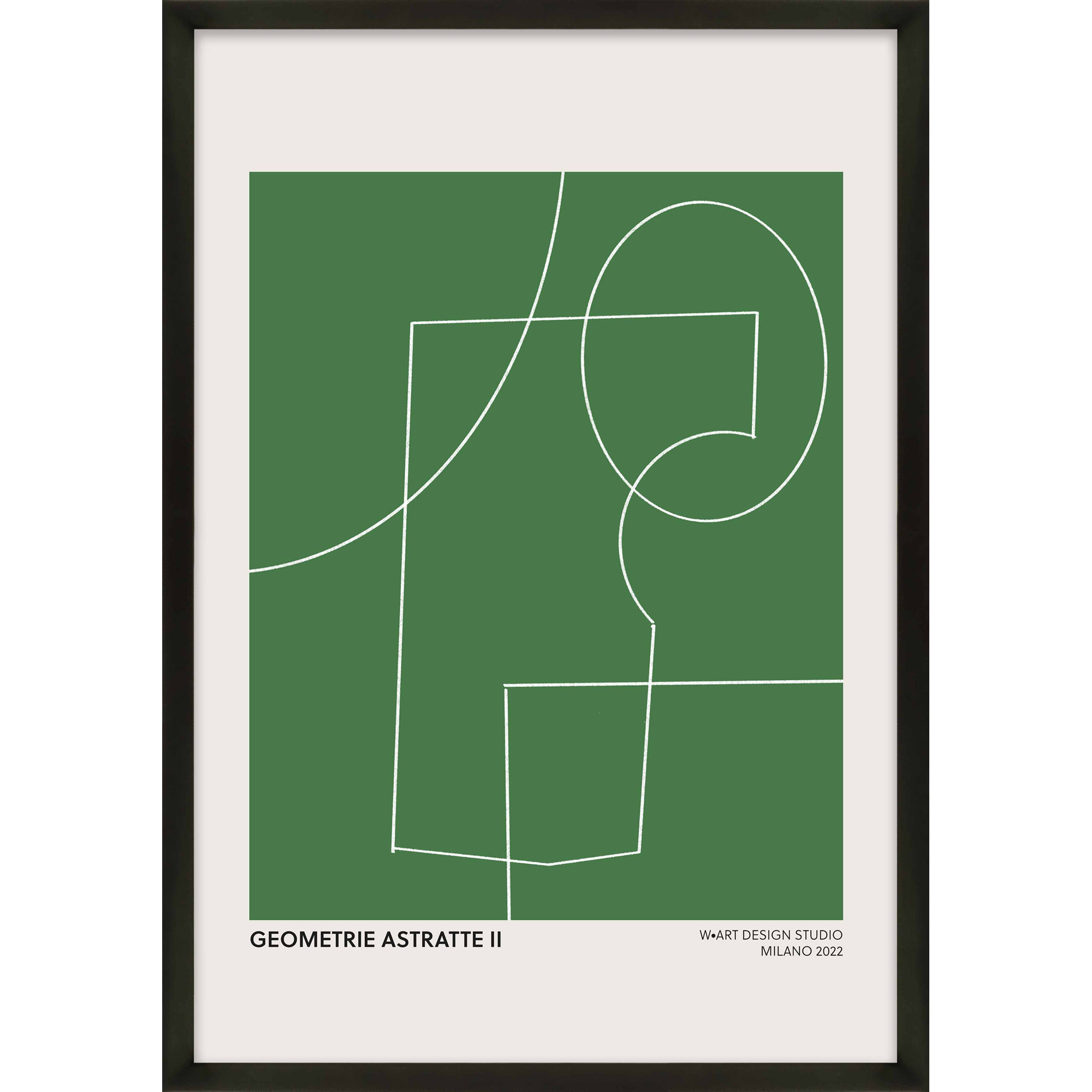 Geometric Abstraction In Green by Romina Gadler, Black, 38" H x 26.5" W x 1.25" D