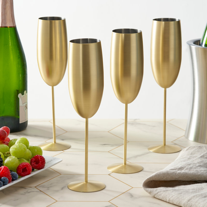 Haylia 285ml Stainless Steel Flute Set, Gold