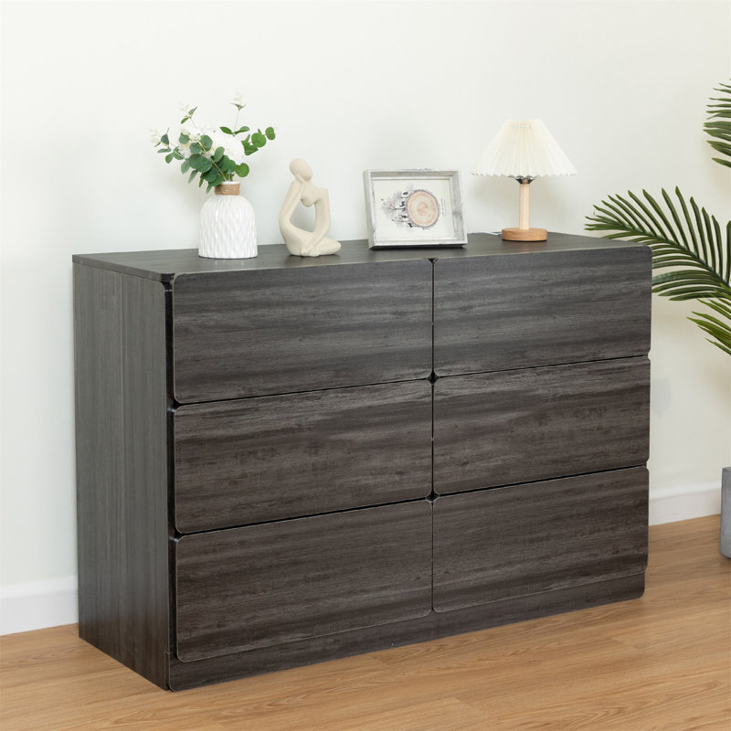 Makaay 6 - Drawer Dresser,Sideboard,Bar Cabinet,Buffet Server, Dark Gray
