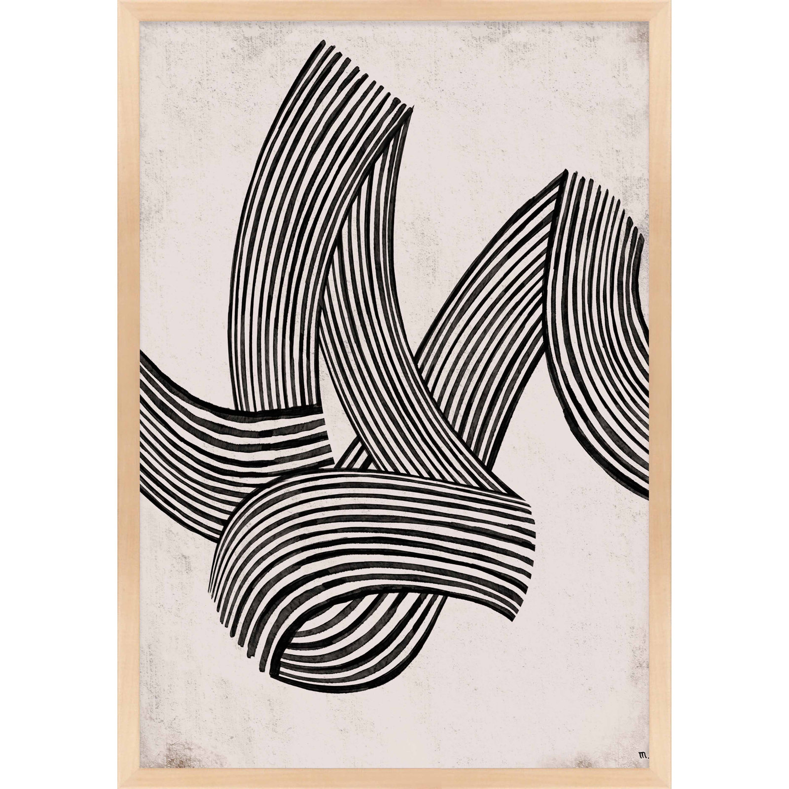 Neilsen "Linework 5" Print, Maple Framed, 38" H x 26.5" W x 1.25" D