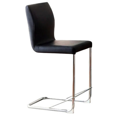Chaises de salle à manger modernes à hauteur de comptoir 2 pièces, siège en noir, pieds en métal noir, pieds, style
