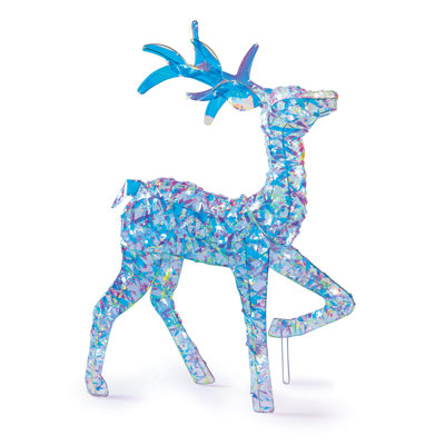 Lit Iridescent Twist Reindeer and Sleigh