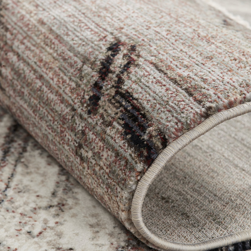 Likens Abstract Area Rug in Gray/White, Rectangle 8'5" x 11'5"
