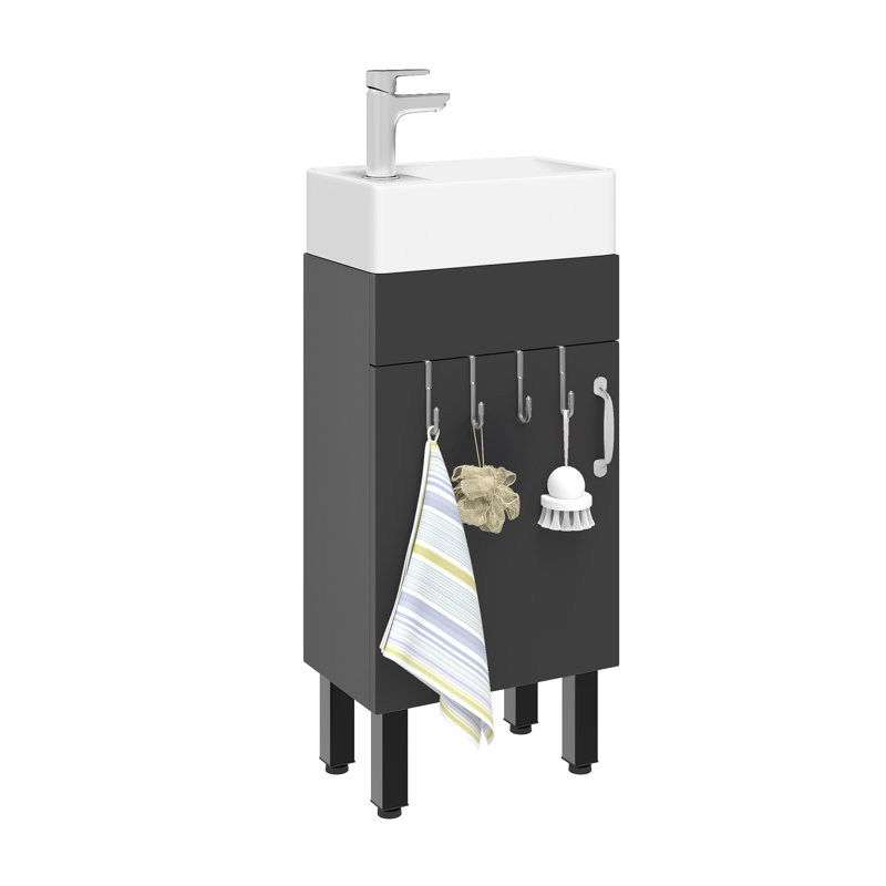 Freestanding Bathroom Cabinet, Matte Black